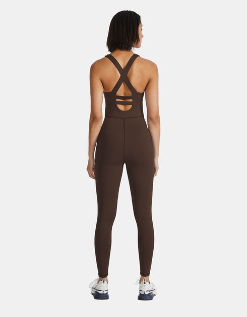 Activewear Jumpsuit for Ladies – Gym, Dance, Yoga, Pilates - Mocka Brown