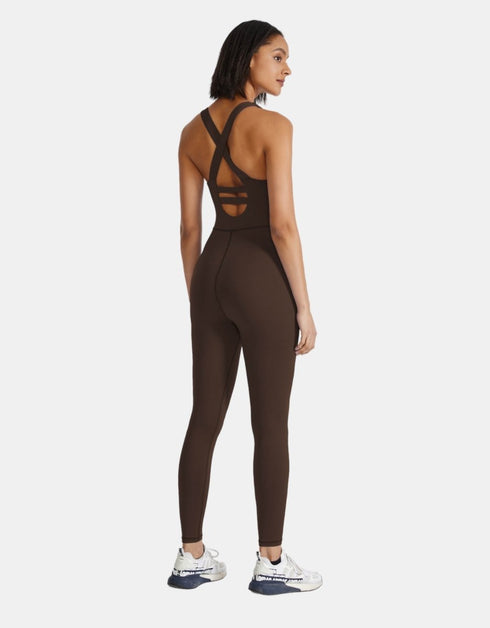 Activewear Jumpsuit for Ladies – Gym, Dance, Yoga, Pilates - Mocka Brown