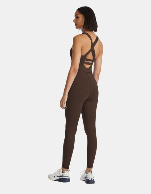 Activewear Jumpsuit for Ladies – Gym, Dance, Yoga, Pilates - Mocka Brown