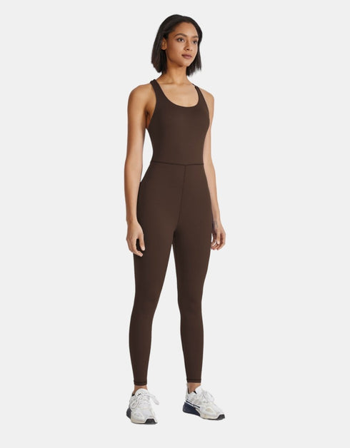 Activewear Jumpsuit for Ladies – Gym, Dance, Yoga, Pilates - Mocka Brown