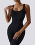 Activewear Jumpsuit for Women - Ribbed - Black