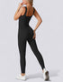 Activewear Jumpsuit for Women - Ribbed - Black