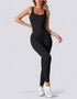 Activewear Jumpsuit for Women - Ribbed - Black