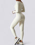 Bodycon Jumpsuit - Long Sleeve Leg Long - Beige