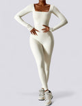 Bodycon Jumpsuit - Long Sleeve Leg Long - Beige - Livv Activewear