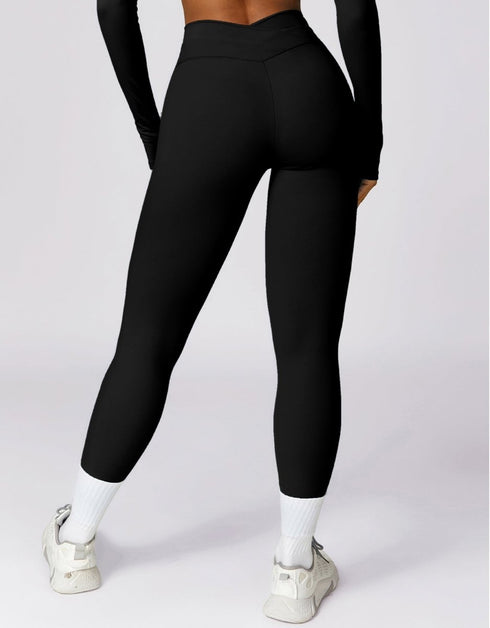 Cross-Over Gym Leggings - Black