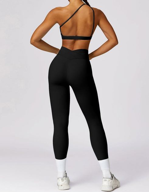 Cross-Over Gym Leggings - Black