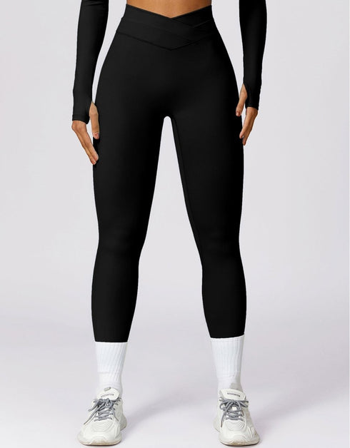 Cross-Over Gym Leggings - Black