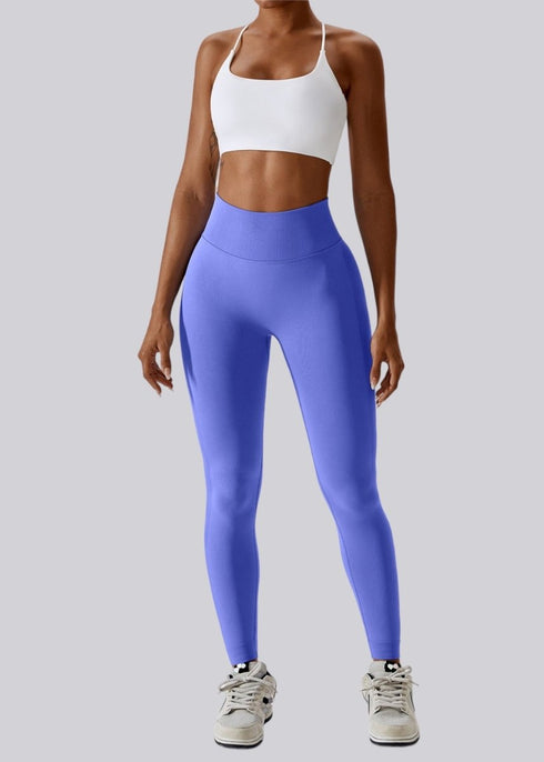 High Waist Seamless Active Leggings - Blue