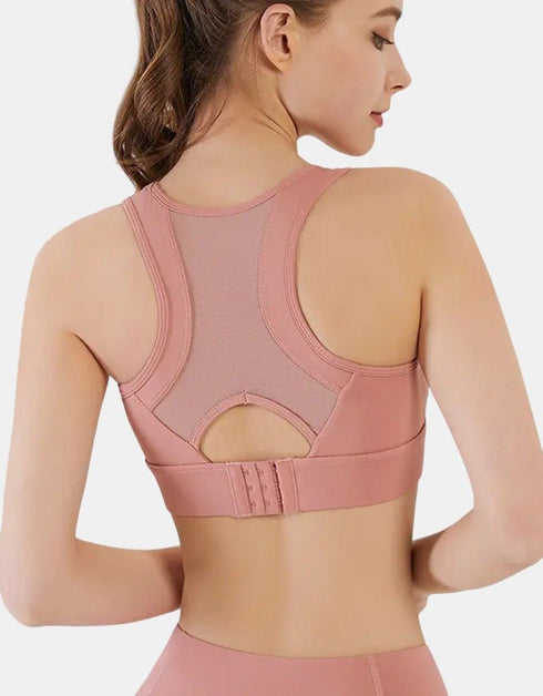 Ladies Sports Bra - Tank Crop Top - High Impact - Light Pink