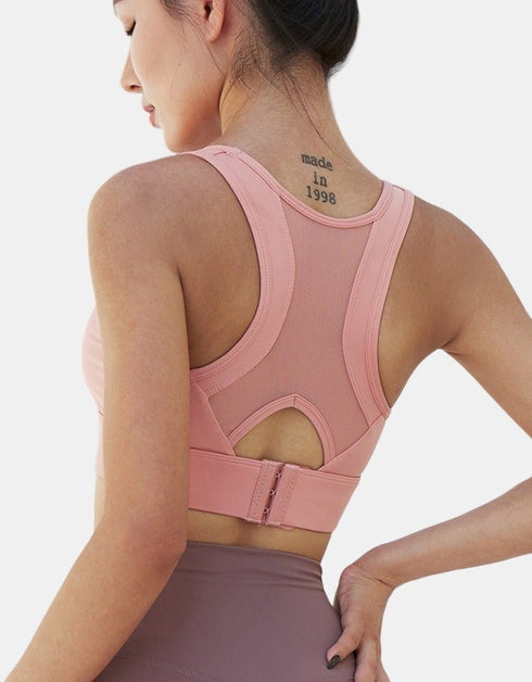 Ladies Sports Bra - Tank Crop Top - High Impact - Light Pink