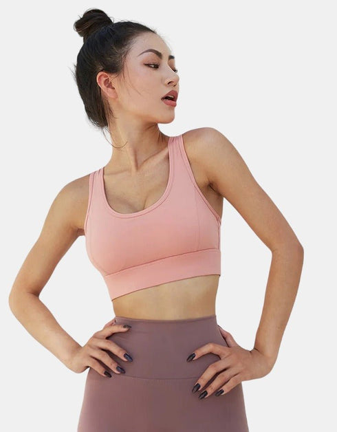 Ladies Sports Bra - Tank Crop Top - High Impact - Light Pink