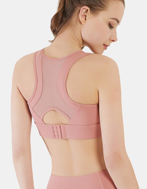 Ladies Sports Bra - Tank Crop Top - High Impact - Light Pink