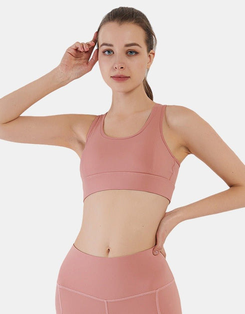 Ladies Sports Bra - Tank Crop Top - High Impact - Light Pink
