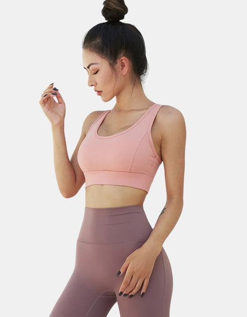 Ladies Sports Bra - Tank Crop Top - High Impact - Light Pink