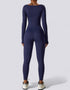 Long Sleeve Bodycon Jumpsuit - Navy Blue