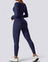 Long Sleeve Bodycon Jumpsuit - Navy Blue