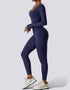 Long Sleeve Bodycon Jumpsuit - Navy Blue