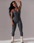 Ribbed Racerback Seamless Jumpsuit - Smoke Grey