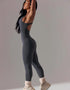 Ribbed Racerback Seamless Jumpsuit - Smoke Grey