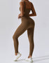 Ribbed Seamless Jumpsuit - Army Brown