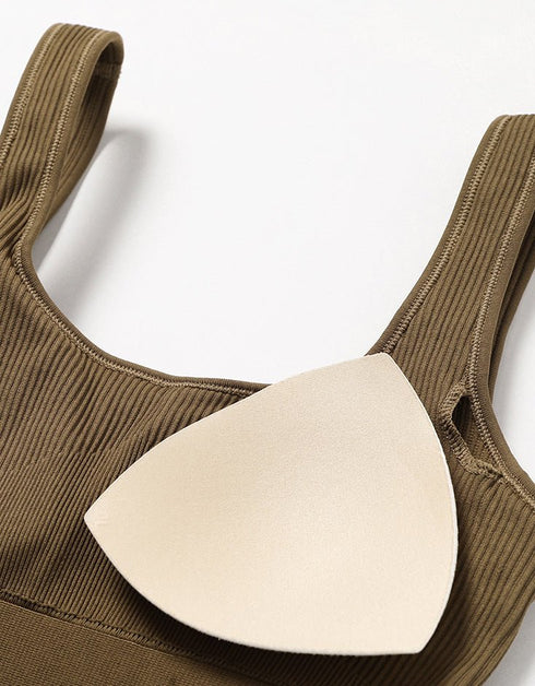 Ribbed Seamless Jumpsuit - Army Brown