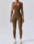 Ribbed Seamless Jumpsuit - Army Brown