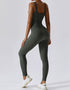 Ribbed Seamless Jumpsuit - Army Green