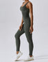 Ribbed Seamless Jumpsuit - Army Green