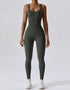 Ribbed Seamless Jumpsuit - Army Green