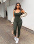 Ribbed Seamless Jumpsuit - Army Green