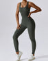 Ribbed Seamless Jumpsuit - Army Green