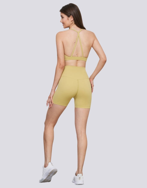 Sports Bra - Halter Neck - Open Back - Pear Sorbet