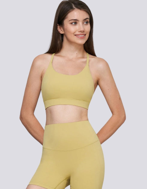 Sports Bra - Halter Neck - Open Back - Pear Sorbet