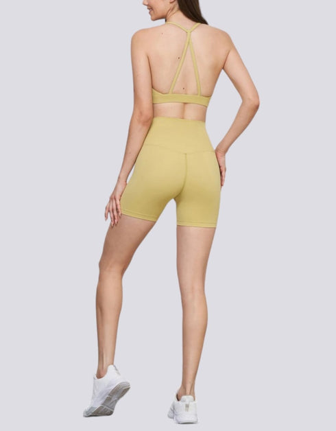 Sports Bra - Halter Neck - Open Back - Pear Sorbet