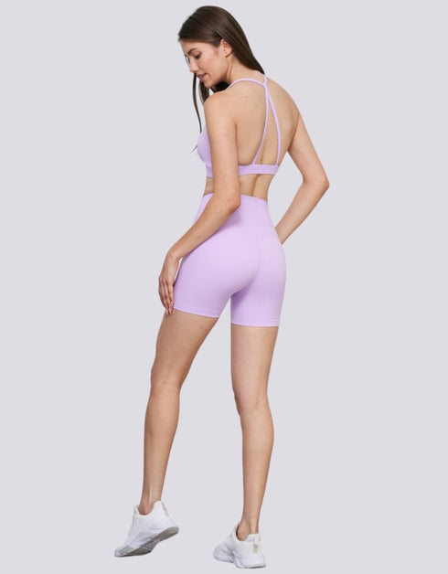 Sports Bra - Spaghetti Strap - Halter Neck - Open Back - Lilac