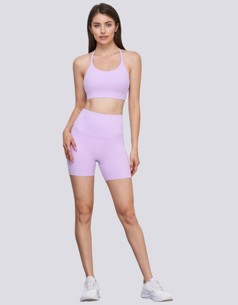 Sports Bra - Spaghetti Strap - Halter Neck - Open Back - Lilac