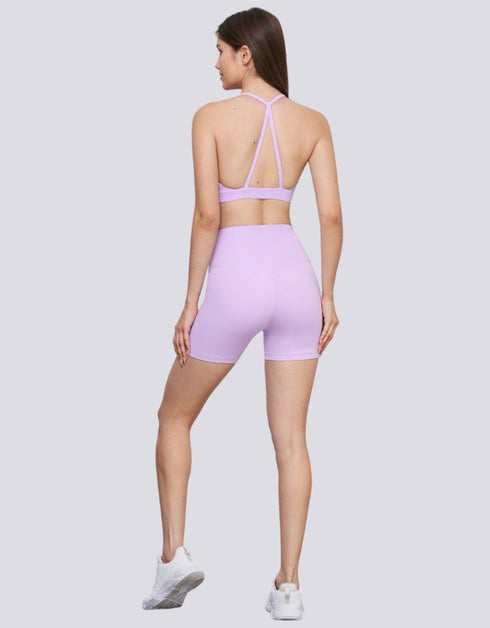 Sports Bra - Spaghetti Strap - Halter Neck - Open Back - Lilac