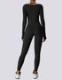 Square Neck Long Sleeve Jumpsuit in Black