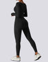 Square Neck Long Sleeve Jumpsuit in Black