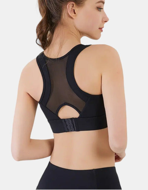 Women Sports Bra - Fitness Yoga - Tank Crop Top - High Impact - Black