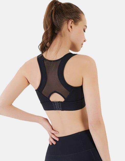 Women Sports Bra - Fitness Yoga - Tank Crop Top - High Impact - Black
