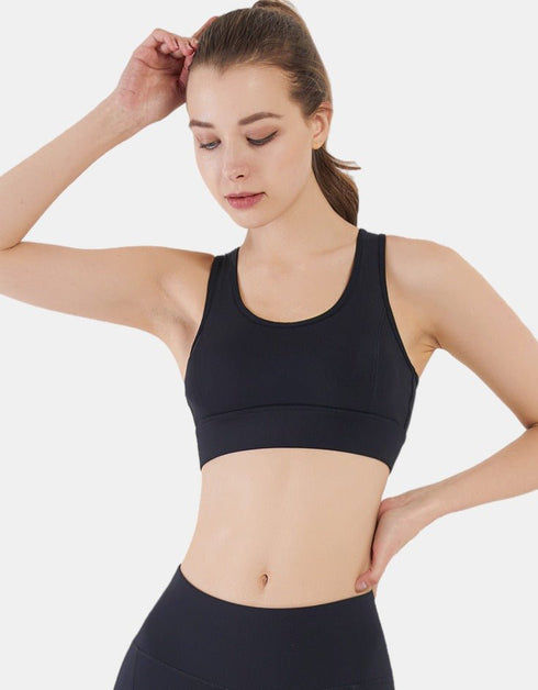 Women Sports Bra - Fitness Yoga - Tank Crop Top - High Impact - Black