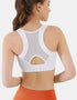 Women Sports Bra - Fitness Yoga - Tank Crop Top - High Impact Support - White