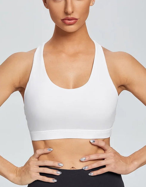 Women’s Gym Running Fitness Sports Bra - High Impact - White