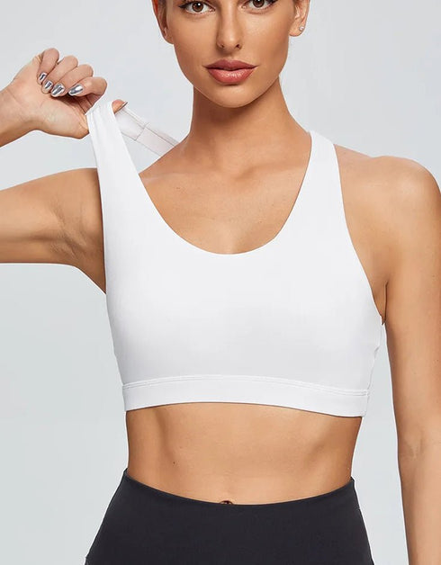 Women’s Gym Running Fitness Sports Bra - High Impact - White