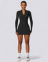 Women's Sports Dress - Long Sleeve Half Zip - Black