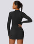 Women's Sports Dress - Long Sleeve Half Zip - Black