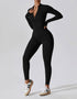 Zip Up Jumpsuit - Long Sleeve - Black