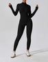 Zip Up Jumpsuit - Long Sleeve - Black